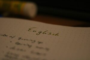 a close up of a book with writing on it